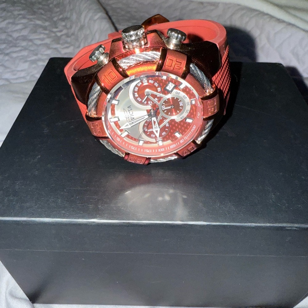 Invicta Red and Silver Chronograph Watch